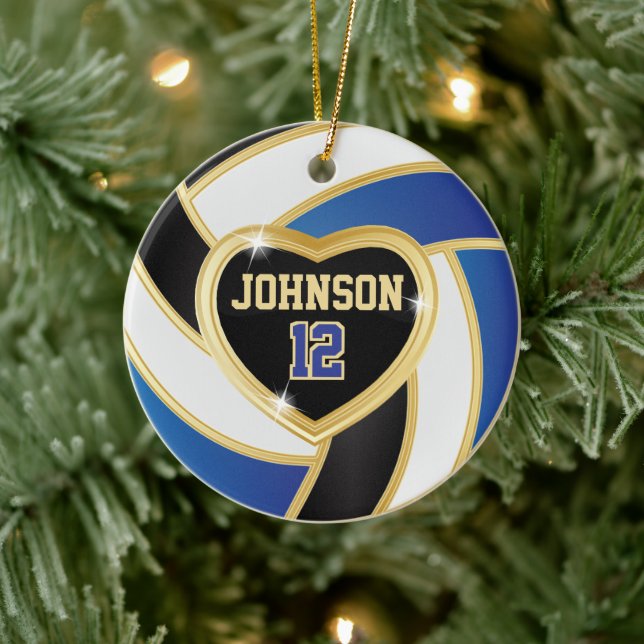 Volleyball 🏐 Black, White and Blue Ceramic Tree Decoration (Tree)
