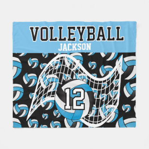 Volleyball - Blue, Black and White Fleece Blanket
