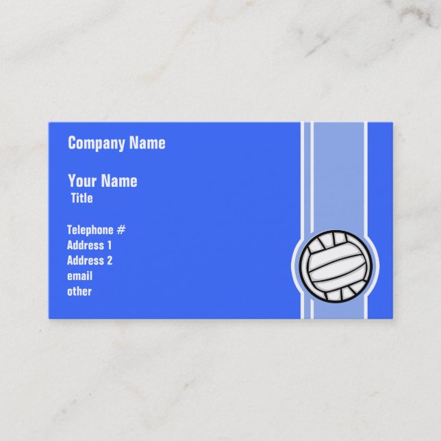 Volleyball; Blue Business Card (Front)