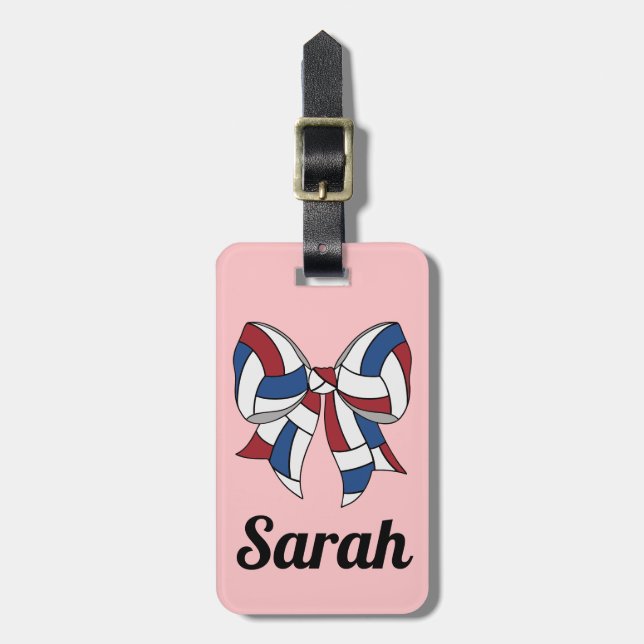 Volleyball Bow Sports Tag (Front Vertical)