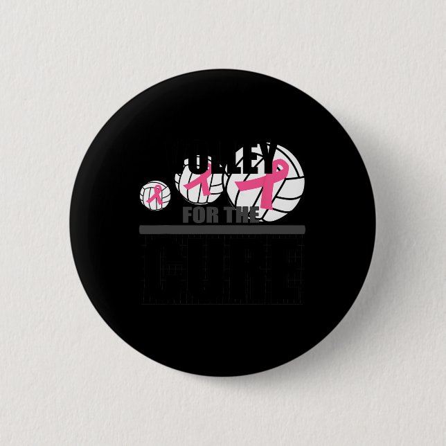 Volleyball Breast Cancer Pink Ribbon Volley For Th 6 Cm Round Badge (Front)