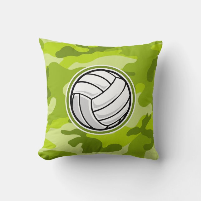 Volleyball; bright green camo, camouflage cushion (Front)