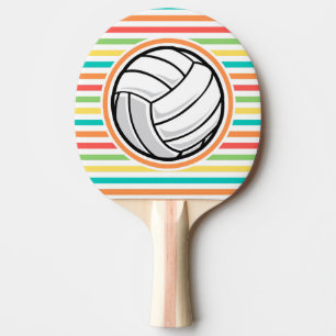 Volleyball; Bright Rainbow Stripes Ping Pong Paddle