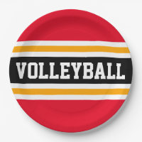 VOLLEYBALL Bright Red Black Yellow Racing Stripes