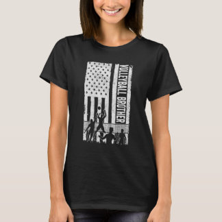 Volleyball Brother USA Flag Volleyball Team Fan Fa T-Shirt
