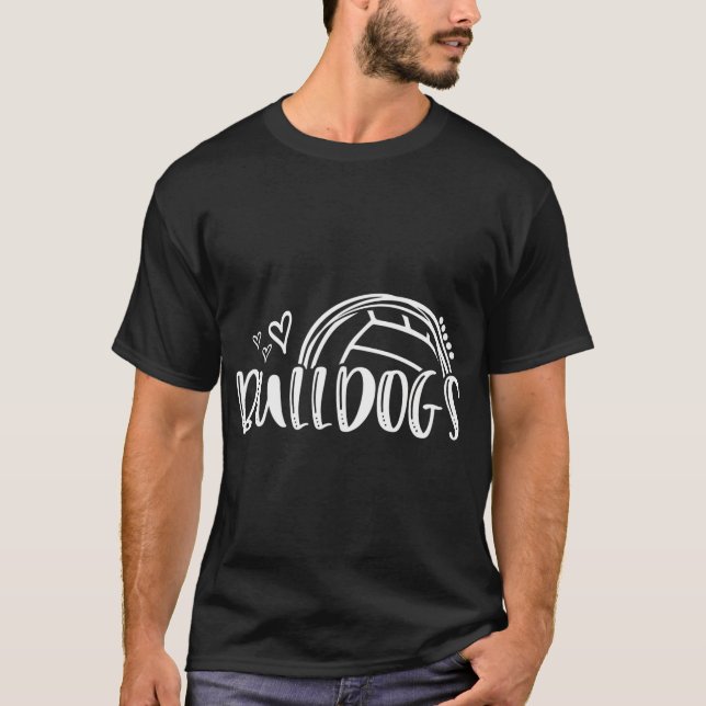 Volleyball Bulldogs School Sports Fan Team Spirit T-Shirt (Front)