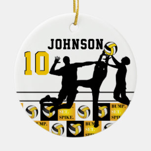 Volleyball 🏐 - Bump, Set, Spike - Gold Yellow Ceramic Tree Decoration