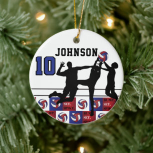 Volleyball 🏐 - Bump, Set, Spike Red, White, Blue Ceramic Tree Decoration