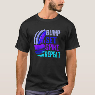 Volleyball Bump Set Spike Repeat Blue Purple Teen T-Shirt