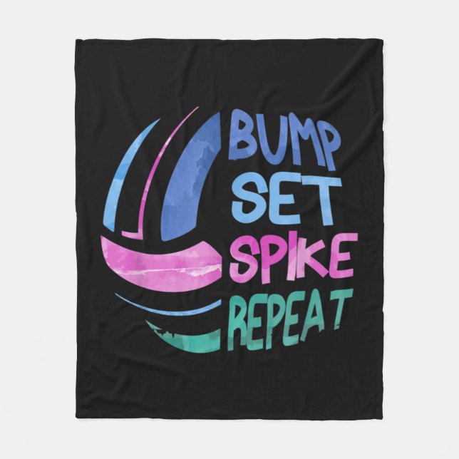 Volleyball Bump Set Spike Repeat Girls Teen  Fleece Blanket (Front)