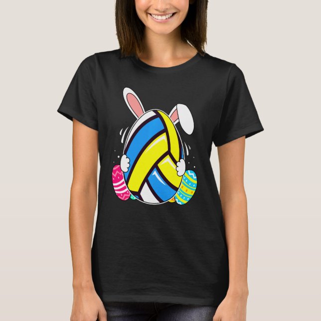 Volleyball Bunny Ears Eggs Costume Easter Day  Ide T-Shirt (Front)