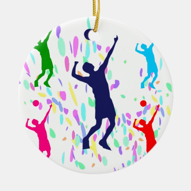 VOLLEYBALL CERAMIC TREE DECORATION (Front)