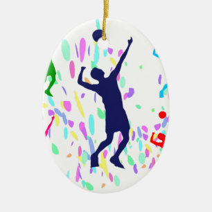 VOLLEYBALL CERAMIC TREE DECORATION
