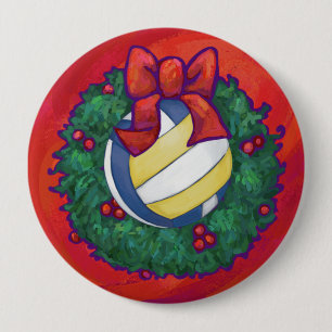 Volleyball Christmas 10 Cm Round Badge
