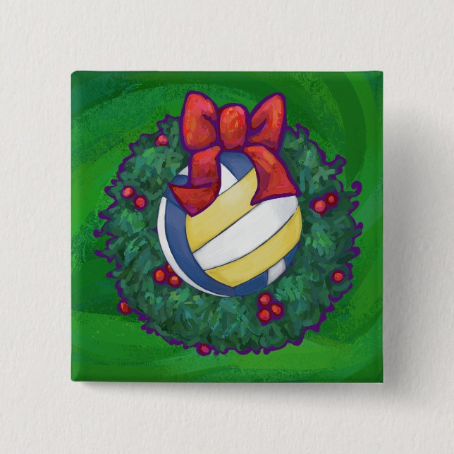 Volleyball Christmas 15 Cm Square Badge (Front)