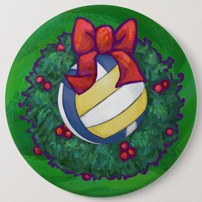 Volleyball Christmas 6 Cm Round Badge (Front)