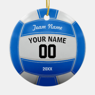 Volleyball Christmas Blue Ceramic Tree Decoration