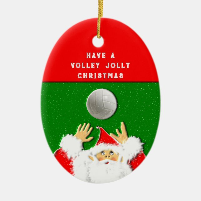 Volleyball Christmas Ceramic Tree Decoration (Front)