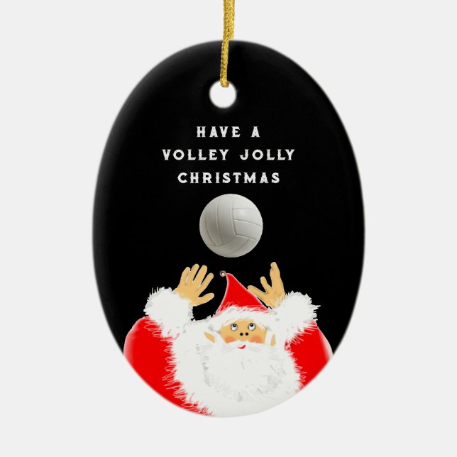 volleyball Christmas Ceramic Tree Decoration (Front)