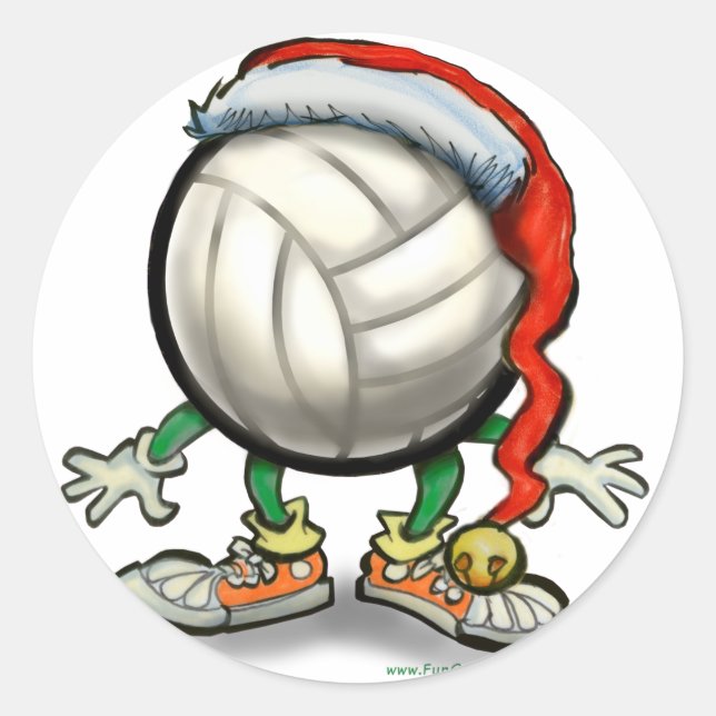 Volleyball Christmas Classic Round Sticker (Front)