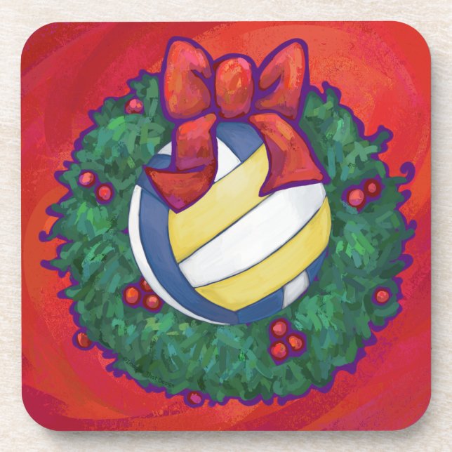 Volleyball Christmas Coaster (Front)