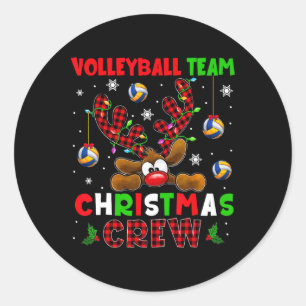 Volleyball Christmas Crew Xmas Reindeer Red Colour Classic Round Sticker