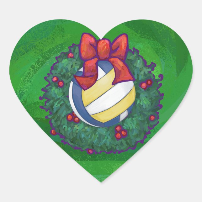 Volleyball Christmas Heart Sticker (Front)