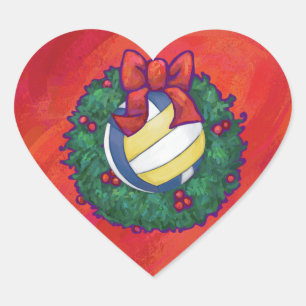 Volleyball Christmas Heart Sticker