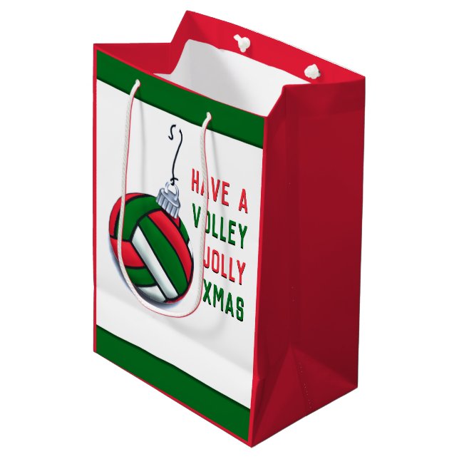 Volleyball Christmas Holiday Gift Medium Gift Bag (Front Angled)