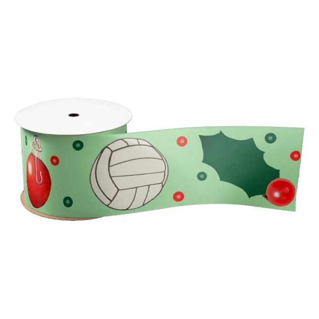 Volleyball Christmas Holiday Gift Satin Ribbon (Spool)