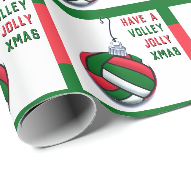 Volleyball Christmas Holiday Gift Wrapping Paper (Roll Corner)
