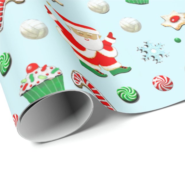 Volleyball Christmas Holiday Gift Wrapping Paper (Roll Corner)