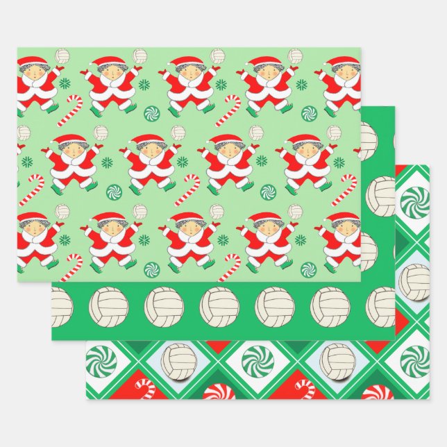 Volleyball Christmas Holiday Gift Wrapping Paper (Set)