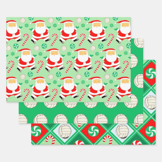 Volleyball Christmas Holiday Gift Wrapping Paper (Set)