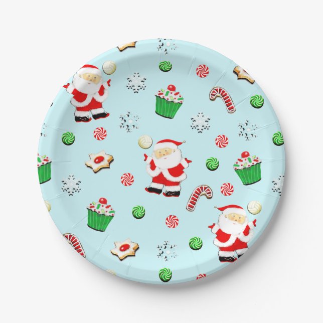 Volleyball Christmas Holiday Paper Plate (Front)