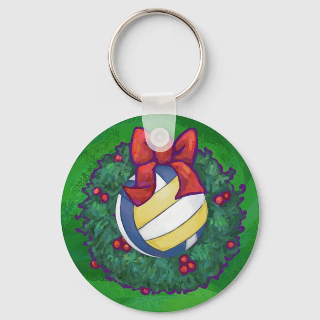 Volleyball Christmas Key Ring (Front)
