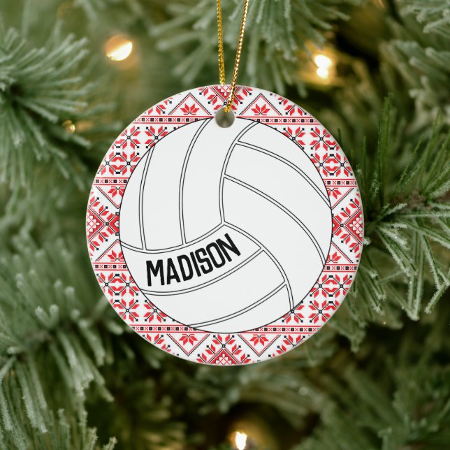 Volleyball Christmas Ornament with Custom Text (Tree)