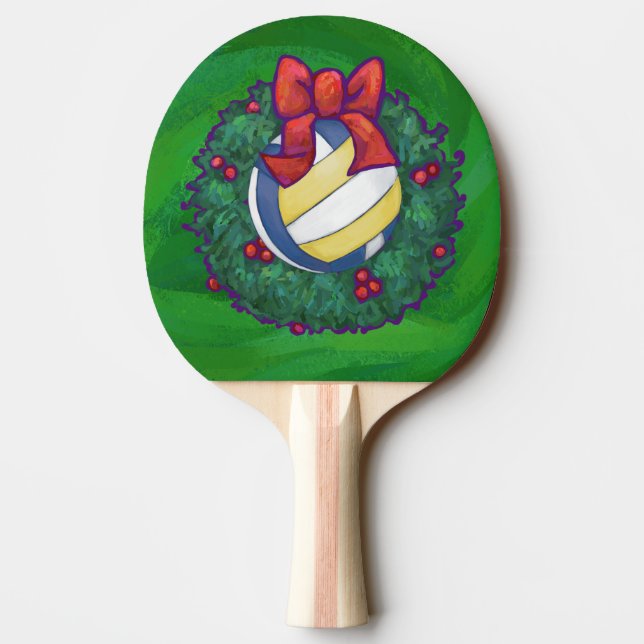 Volleyball Christmas Ping Pong Paddle (Back)