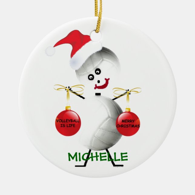Volleyball Christmas Player Ceramic Tree Decoration (Front)