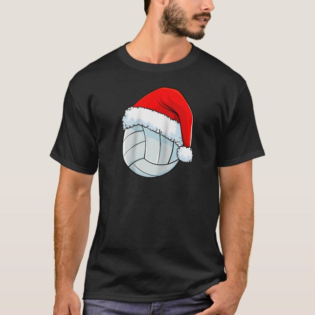 Volleyball Christmas Santa Hat Ball Men Women Kids T-Shirt (Front)