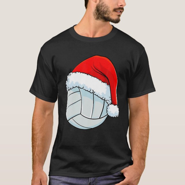 Volleyball Christmas Santa Hat Ball Men Women Kids T-Shirt (Front)