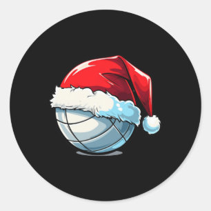 Volleyball Christmas Santa Hat Funny Volleyball Lo Classic Round Sticker