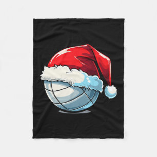 Volleyball Christmas Santa Hat Funny Volleyball Lo Fleece Blanket