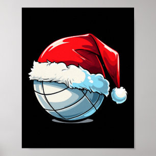 Volleyball Christmas Santa Hat Funny Volleyball Lo Poster