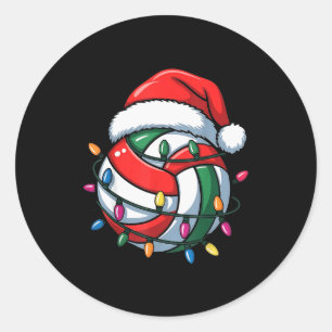 Volleyball Christmas Santa Hat Volleyball Sport Me Classic Round Sticker