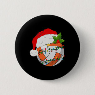 Volleyball Christmas Santa Hat Women Men Tennis Lo 6 Cm Round Badge