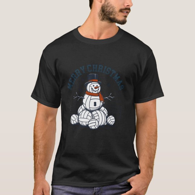 Volleyball Christmas Snowman Sports Player Men Wom T-Shirt (Front)