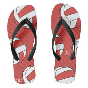 Volleyball Christmas Striped Festive Ball & Snow Flip Flops