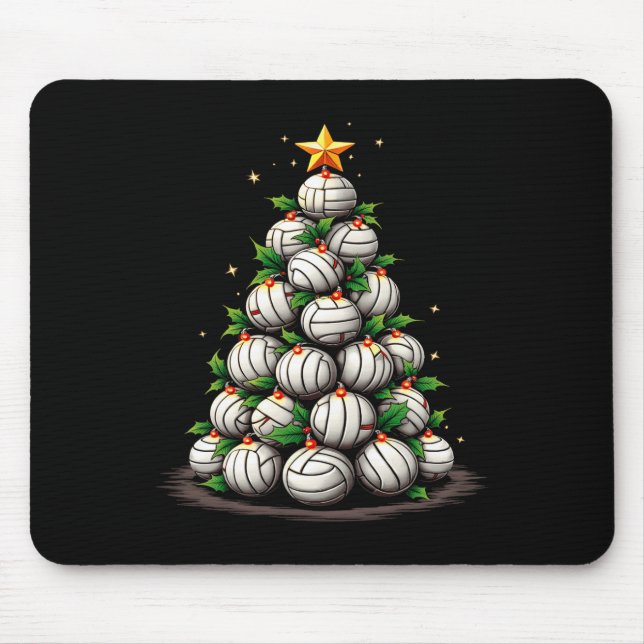 Volleyball Christmas Tree Holiday  Mouse Mat (Front)