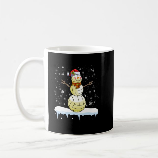 Volleyball Christmas Volleyball Snowman Lights Boy Coffee Mug (Left)